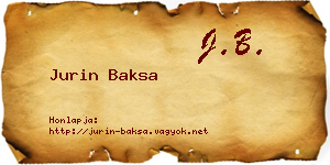 Jurin Baksa névjegykártya